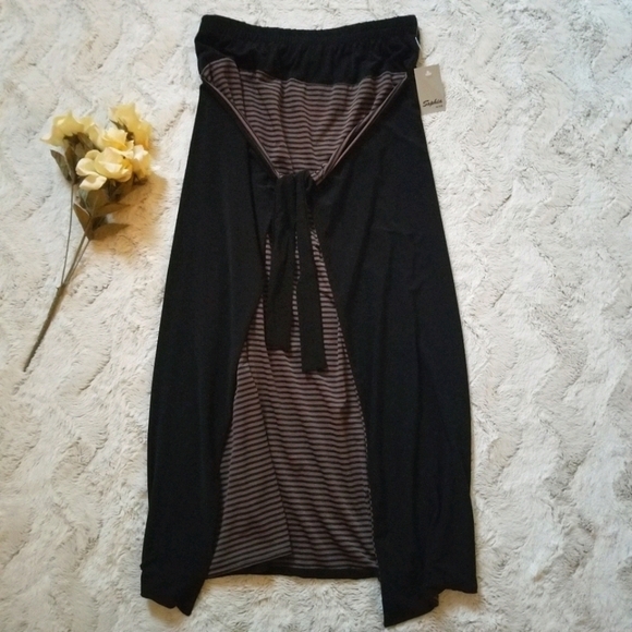 Sophia NYC Black Brown Tie Front Maxi Skirt New S - Picture 1 of 8